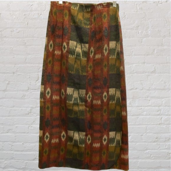 VINTAGE GABRIELLA -- Maxi Skirt, Southwest Print, Wrap Around, Velcro Closure - Picture 6 of 11
